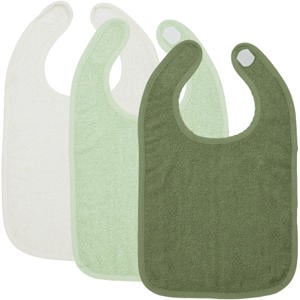 basic badstof slab met klittenband - Offwhite/Soft Green/Forest Green (set van 3)