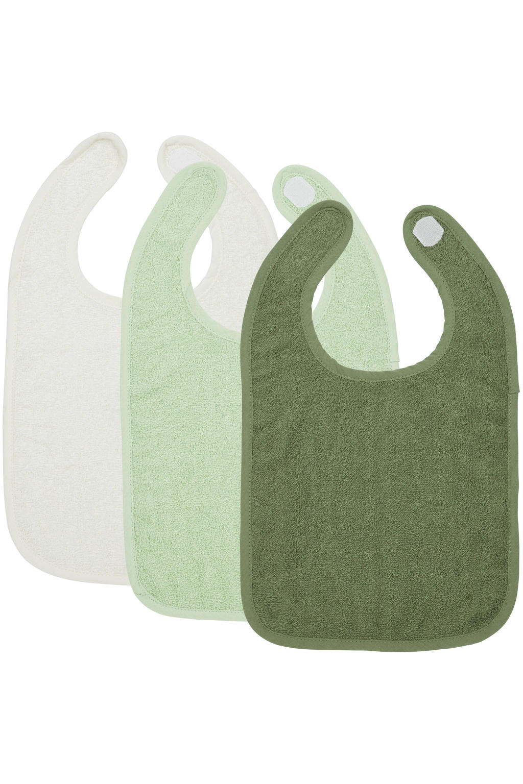 Meyco basic badstof slab met klittenband - Offwhite/Soft Green/Forest Green (set van 3)