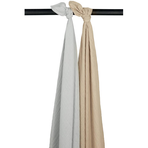 Meyco hydrofiele swaddle - set van 2 Uni - Grey/Sand - 120x120cm afbeelding