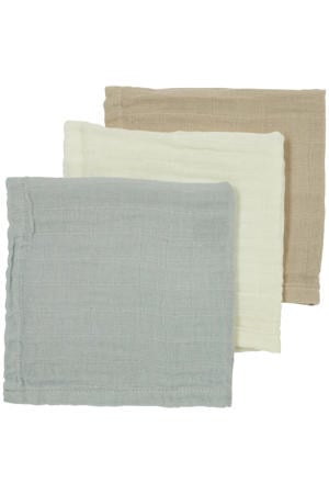 hydrofiele monddoekjes - Offwhite/Light Grey/Sand (set van 3)