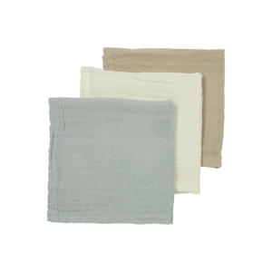 hydrofiele monddoekjes - Offwhite/Light Grey/Sand (set van 3)