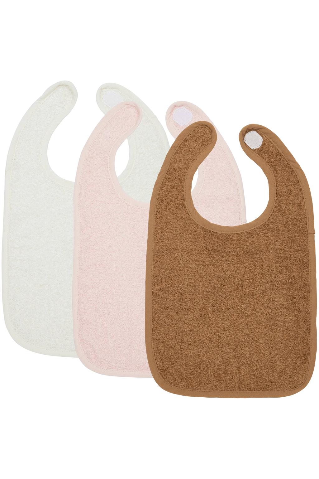 Meyco basic badstof slab met klittenband - Offwhite/Soft Pink/Toffee (set van 3)