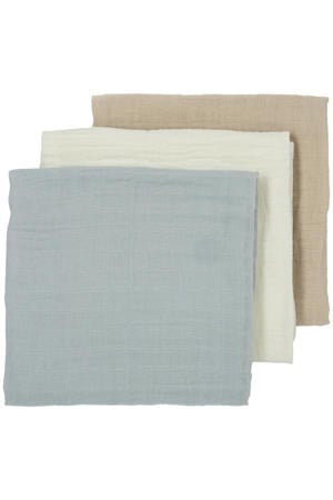 hydrofiele luier - Uni - Offwhite/Light Grey/Sand 70x70cm (set van 3)