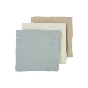 hydrofiele luier - Uni - Offwhite/Light Grey/Sand 70x70cm (set van 3)