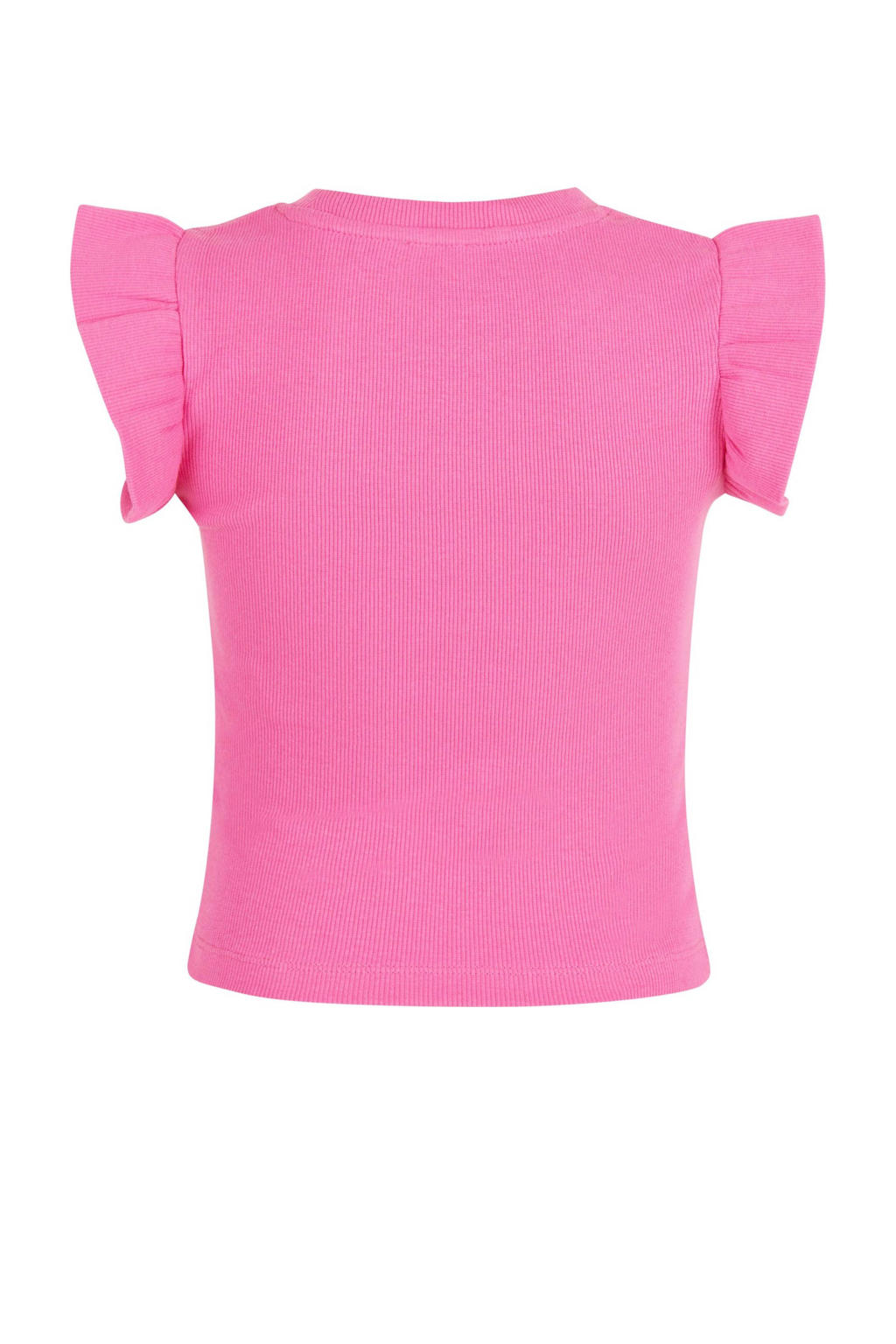 WE Fashion T-shirt met ruches oranje WE Fashion T-shirt met ruches oranje