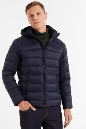 gewatteerde jas donkerblauw