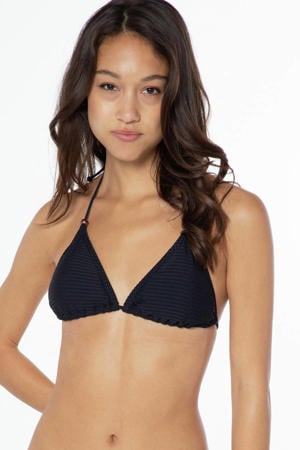voorgevormde triangel bikinitop MIXTIMARU met ribstructuur zwart