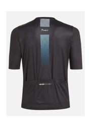 thumbnail: Zwarte heren Protest fietsshirt van polyester met strepenprint, korte mouwen, opstaande kraag en ritssluiting
