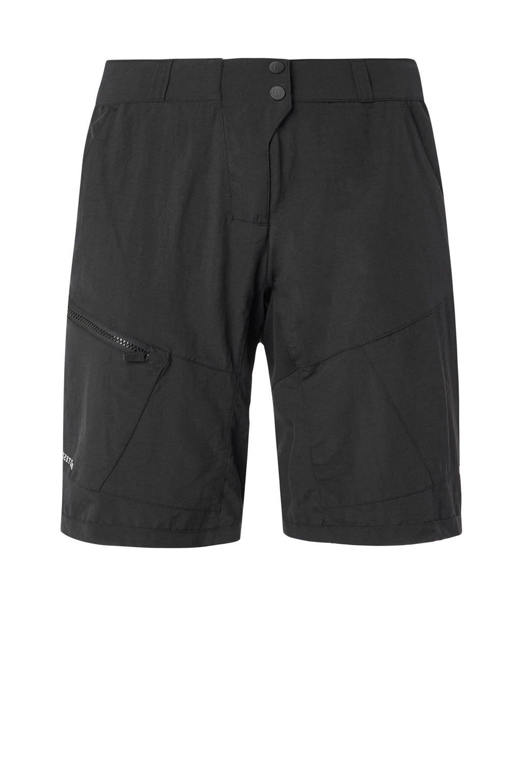 Zwarte heren Protest fietsshort van polyamide met regular fit, rits- en knoopsluiting en effen