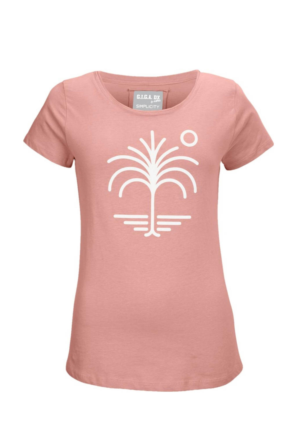 Lichtroze dames G.I.G.A. DX outdoor T-shirt van katoen met printopdruk, korte mouwen en ronde hals