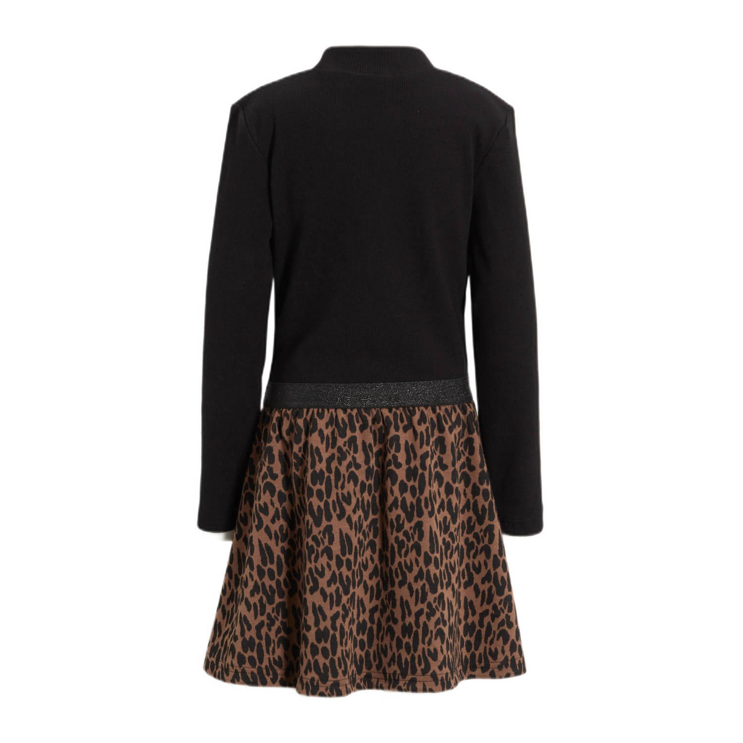 Orange Stars jurk Nicci met panterprint zwart bruin