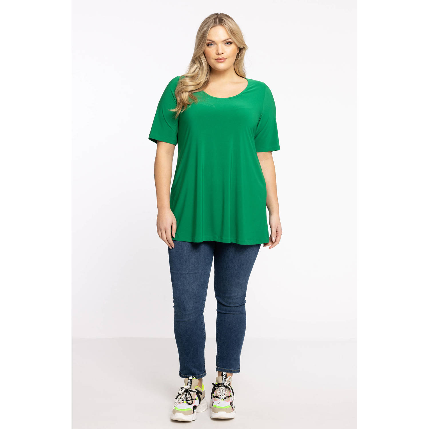YOEK tuniek DOLCE van travelstof groen