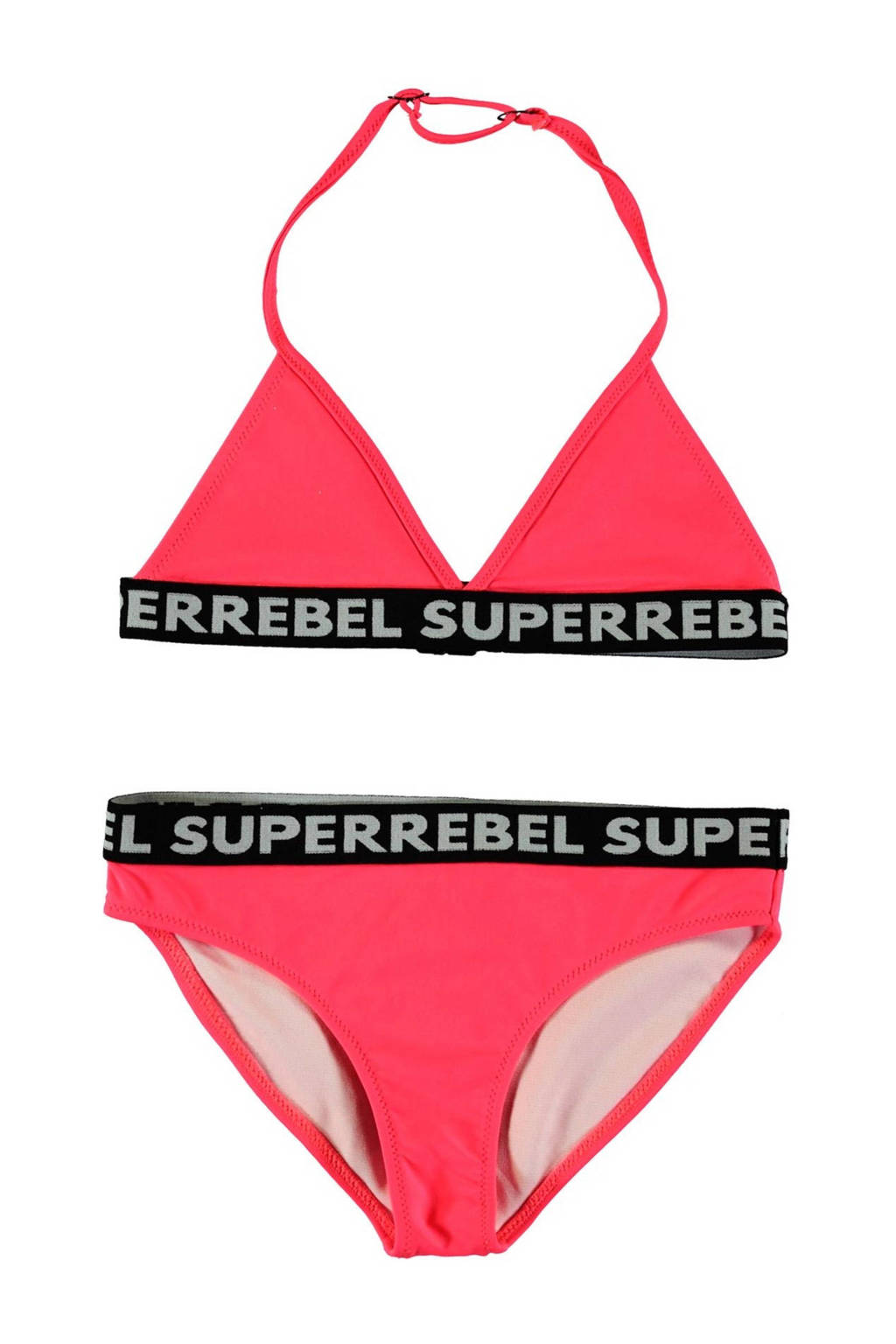 SuperRebel triangel bikini Isla neon roze wehkamp