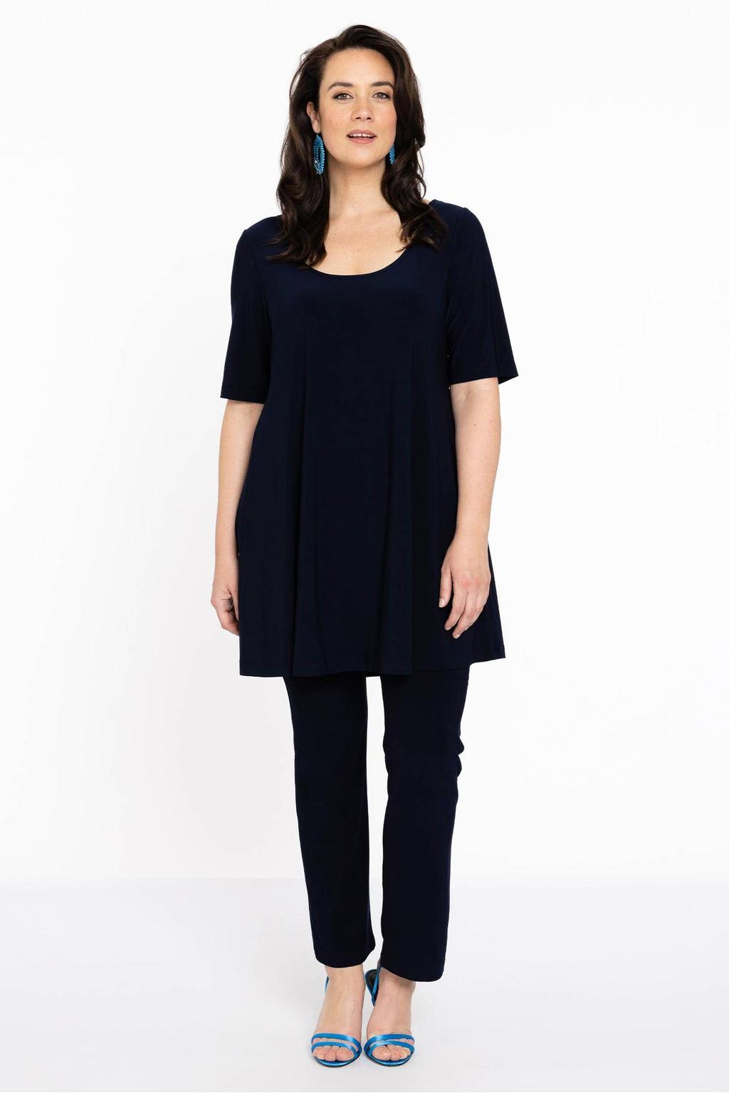 YOEK tuniek DOLCE van travelstof donkerblauw
