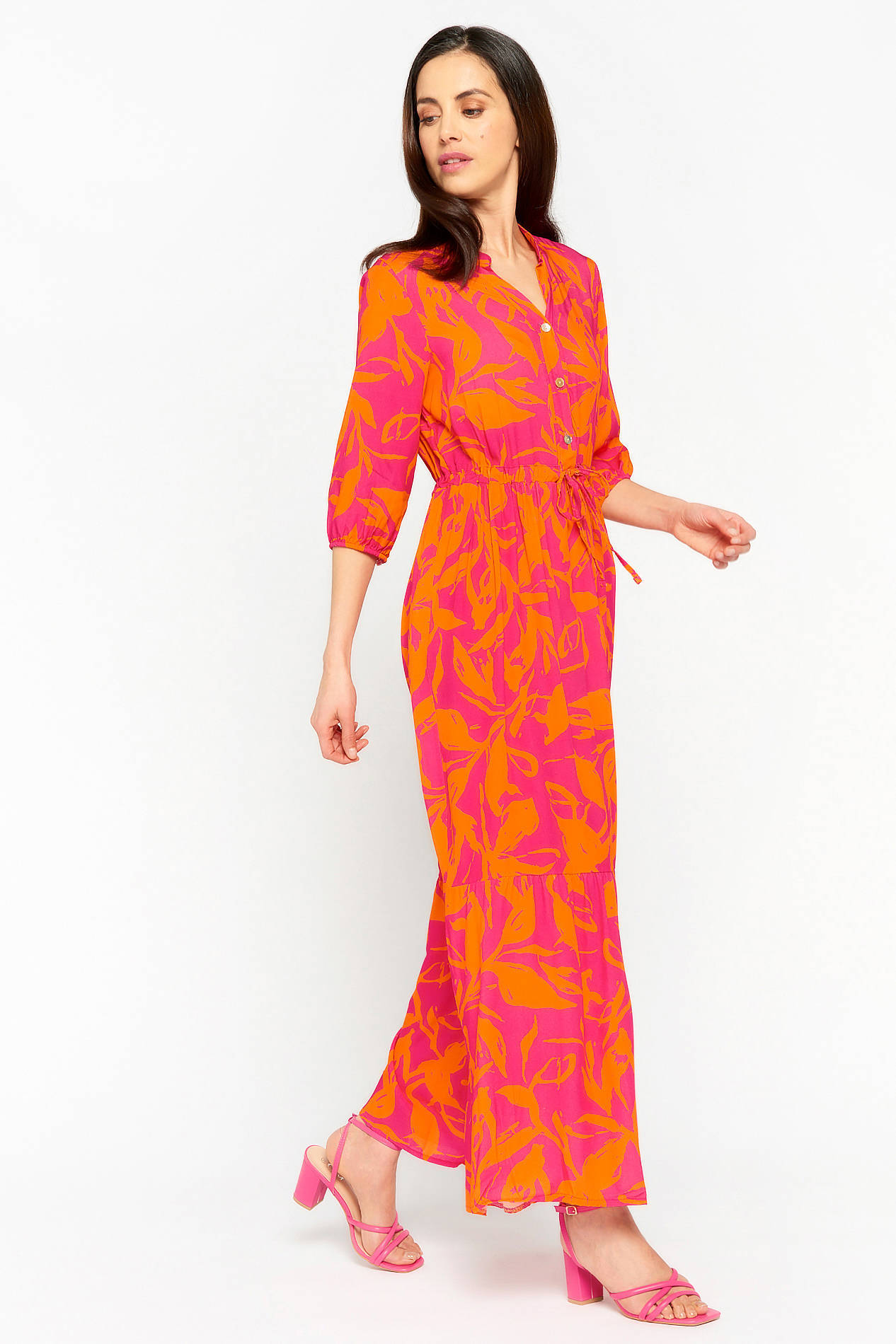 Oranje maxi online jurk