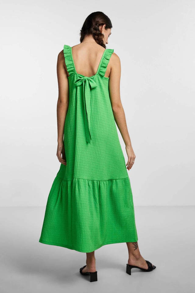 Rusteloosheid Van toepassing zijn Elastisch PIECES maxi jurk PCLULLU met ruches groen | wehkamp