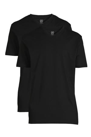 regular fit T-shirt zwart (set van 2)