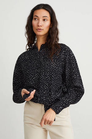 blouse met stippen zwart/it