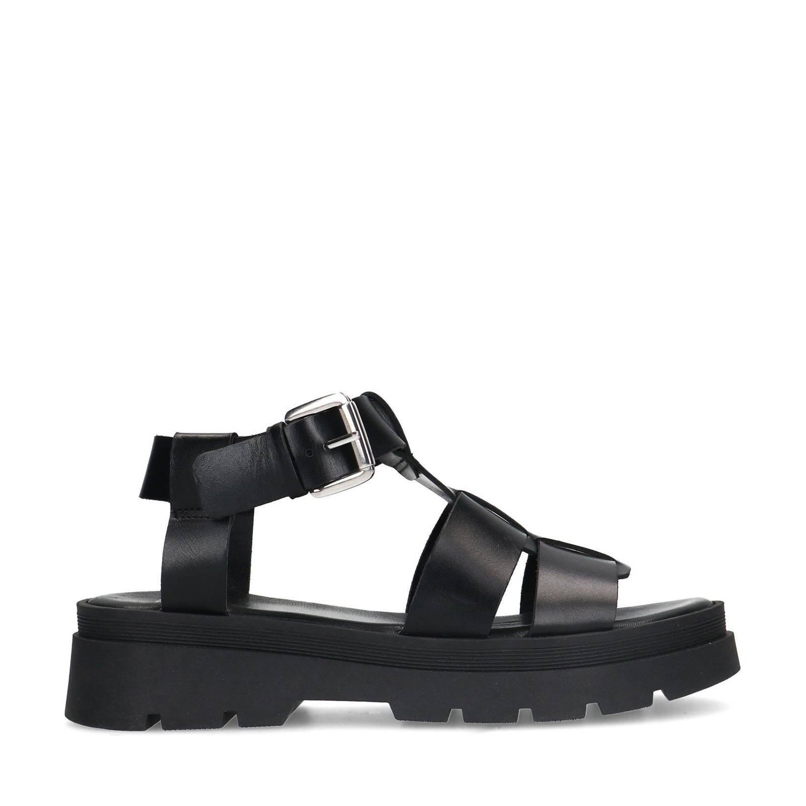 Manfield chunky sandalen zwart wehkamp