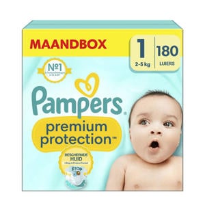 Wehkamp Pampers Premium Protection Maat 1 (2kg-5kg) - 180 luiers maandbox aanbieding