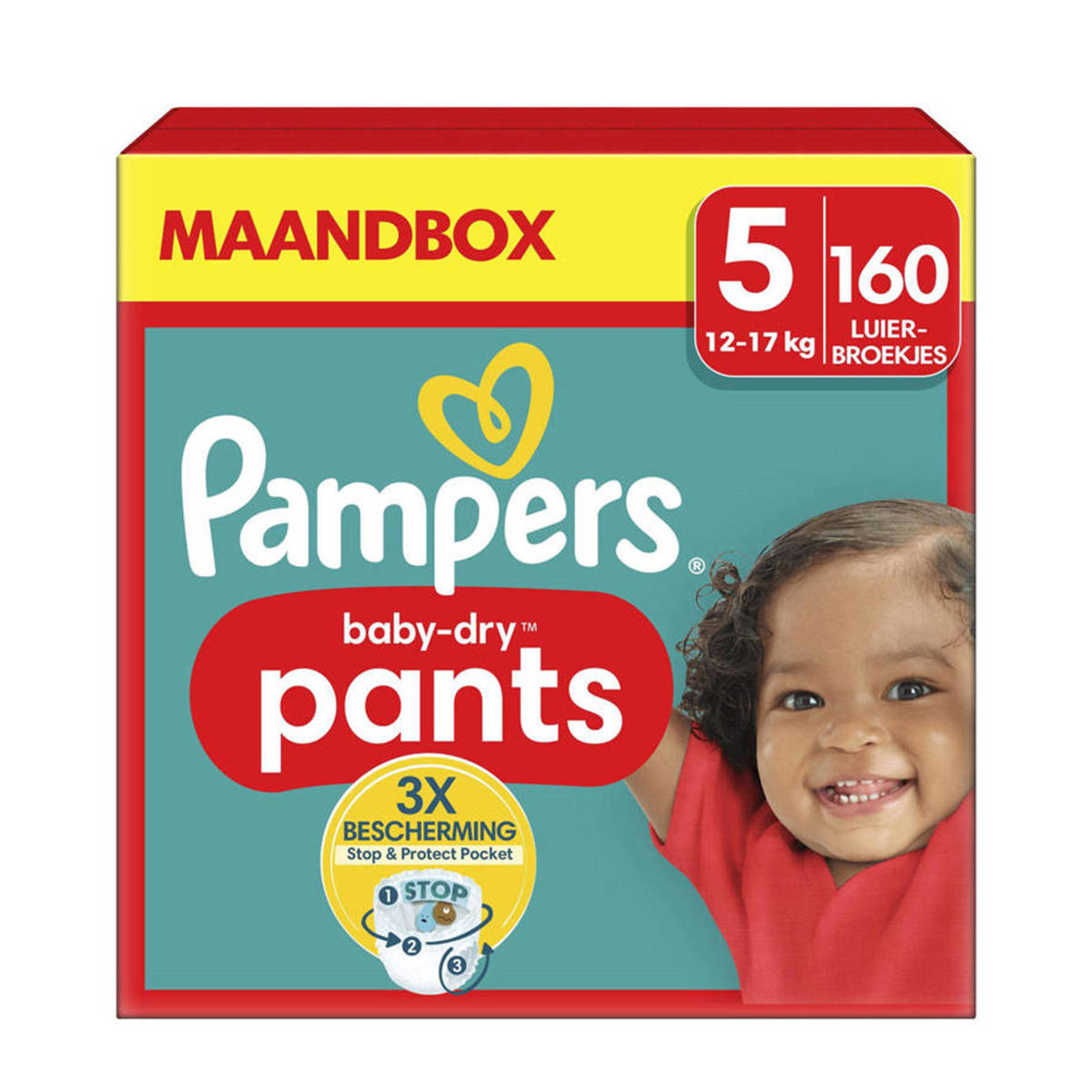 Baby-Dry Pants Maat 5 (12-17kg) - 160 luierbroekjes maandbox | wehkamp