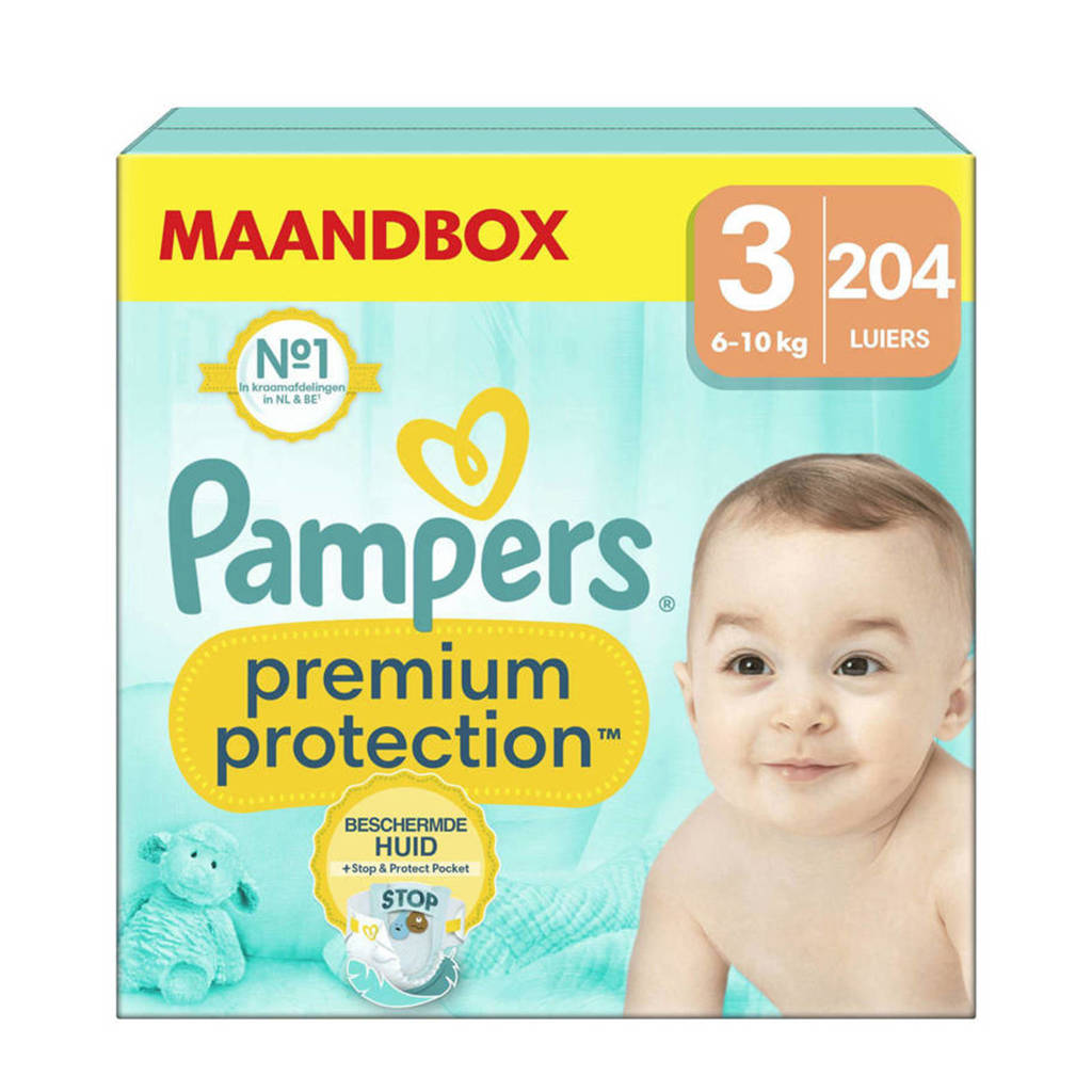 stap Ontoegankelijk opener Pampers Premium Protection Maat 3 (6kg-10kg) - 204 luiers maandbox | wehkamp
