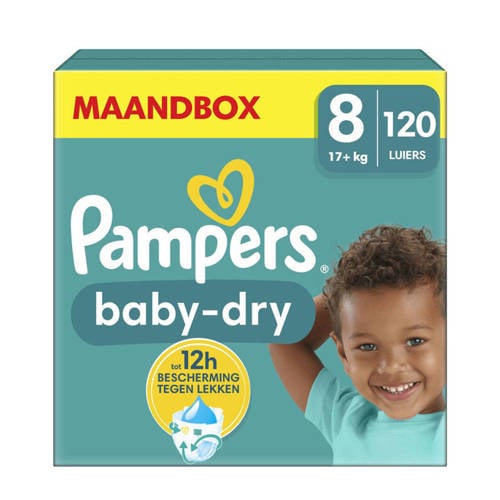 Pampers Baby-Dry Maat 8 maandbox - 120 luiers - 17kg+