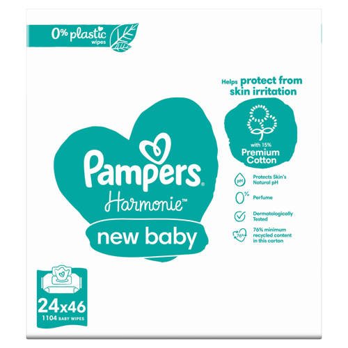 Pampers Harmonie New Baby - 24 Verpakkingen = 1104 babydoekjes
