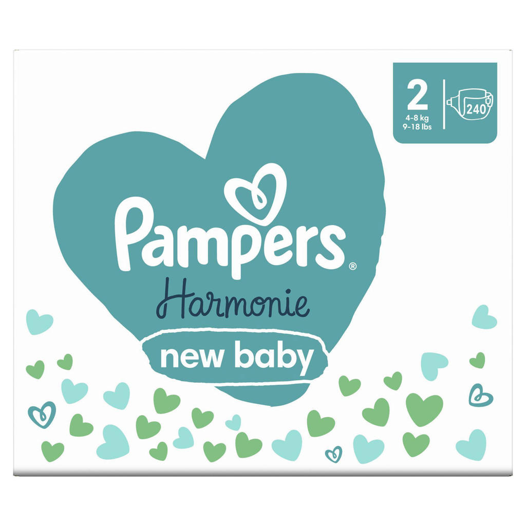 Pampers Harmonie Maat 2 (48kg) 240 luiers maandbox wehkamp