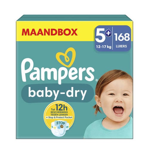 Pampers Baby-Dry Maat 5+ maandbox - 168 luiers - 12kg-17kg
