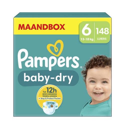 Pampers Baby-Dry Maat 6 (13kg - 18kg) - 148 luiers maandbox
