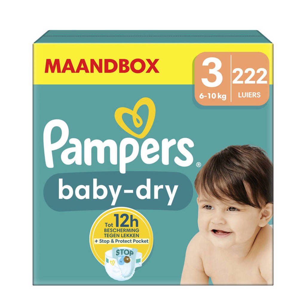 Pampers Baby-Dry Maat 3 - 10kg) - 222 luiers maandbox | wehkamp