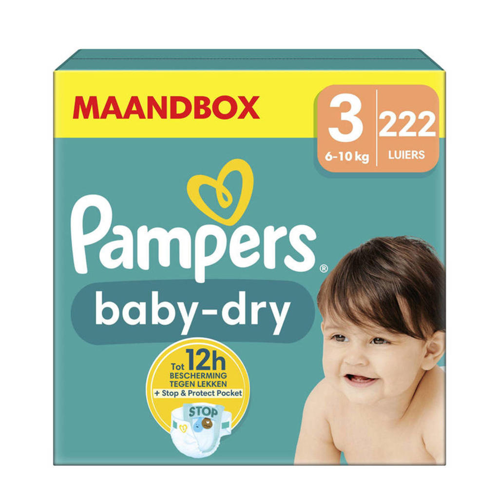 Pampers Baby-Dry Maat 3 maandbox - 222 luiers - 6kg-10kg