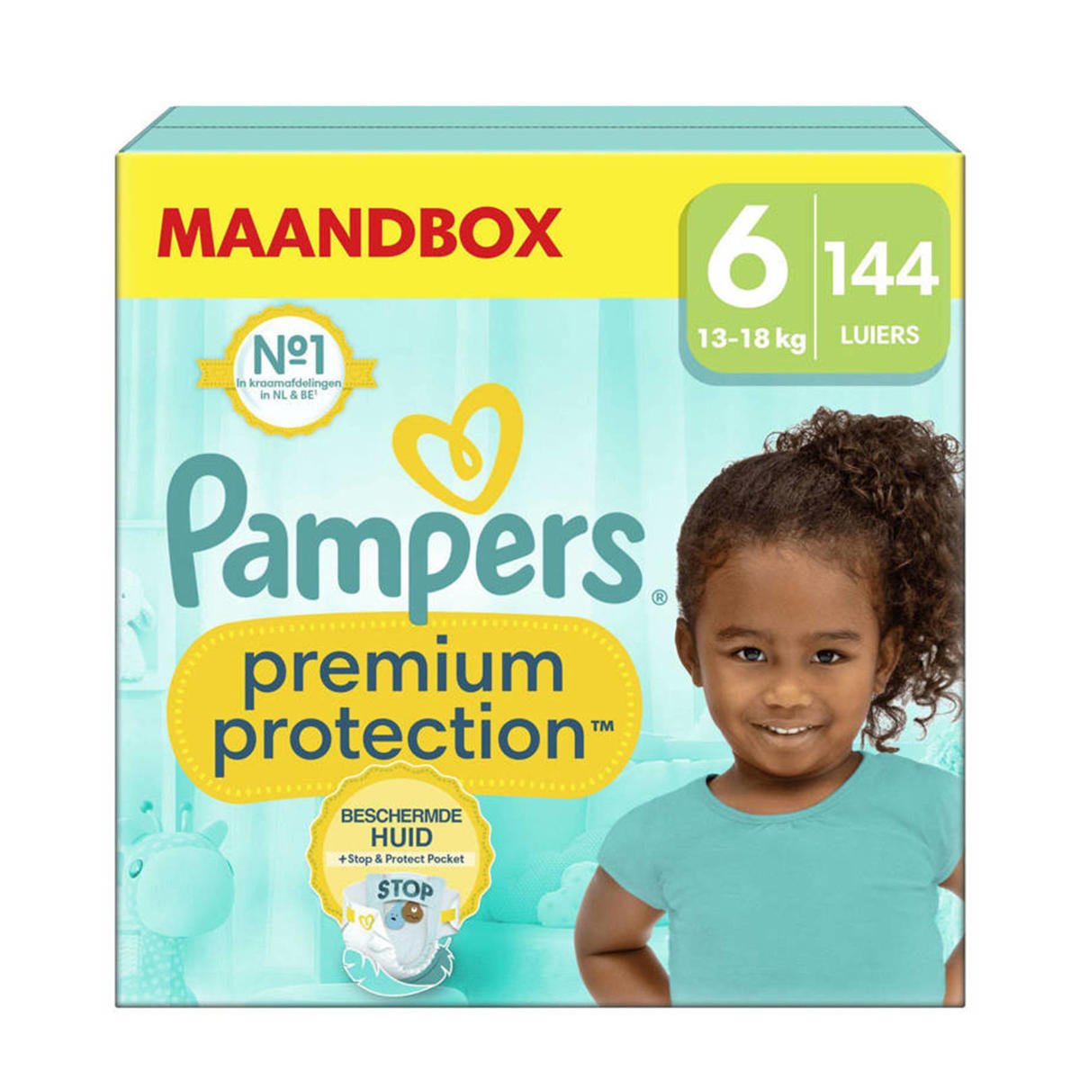 long Ijsbeer mengsel Pampers Premium Protection Maat 6 (13kg+) - 144 luiers maandbox | wehkamp