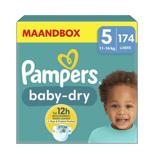 Pampers Baby-Dry Maat 5 (11kg - 16kg) - 174 luiers maandbox