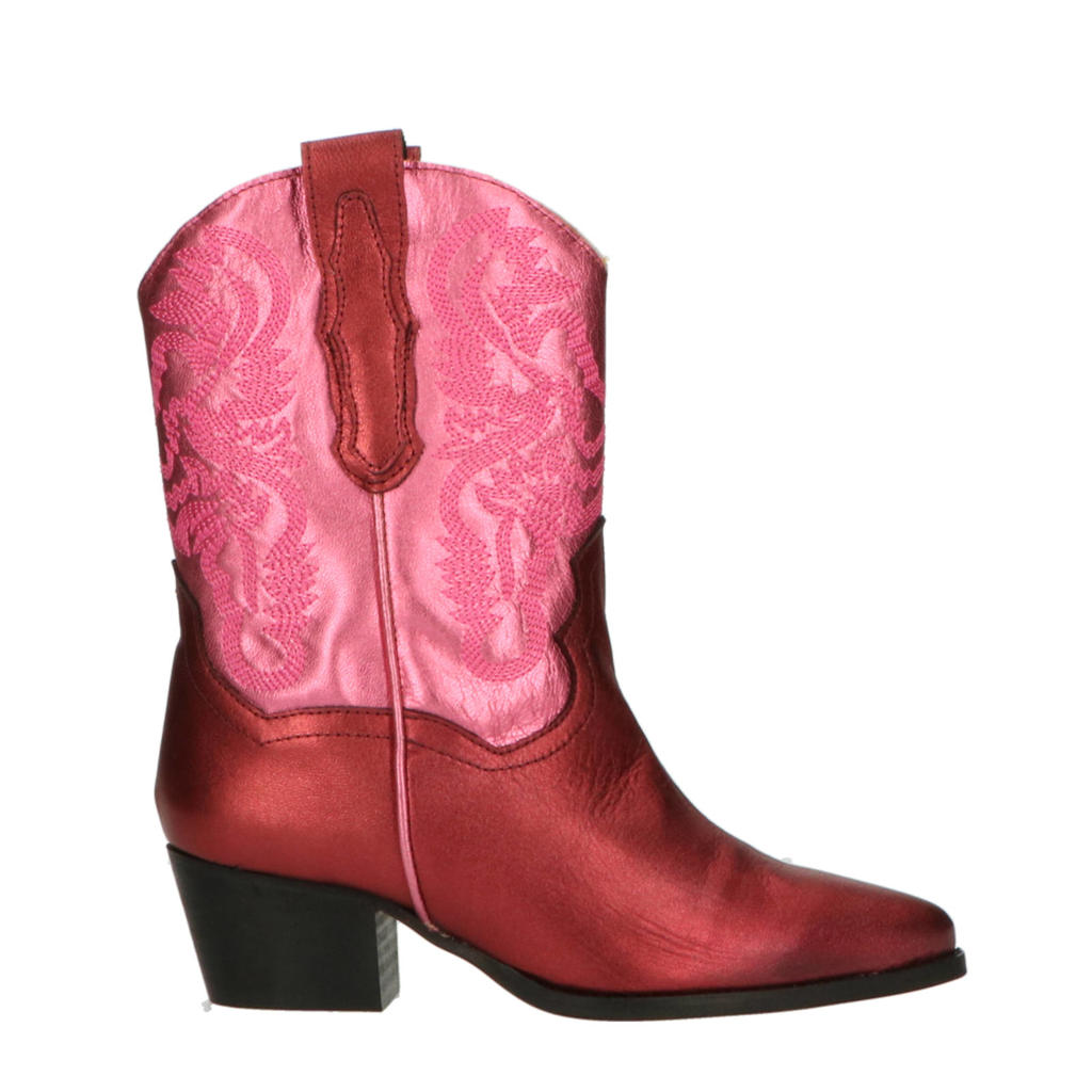 Roze dames DWRS Brady leren cowboylaarzen met western hak