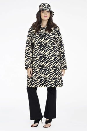 regenjas met dierenprint zwart/beige