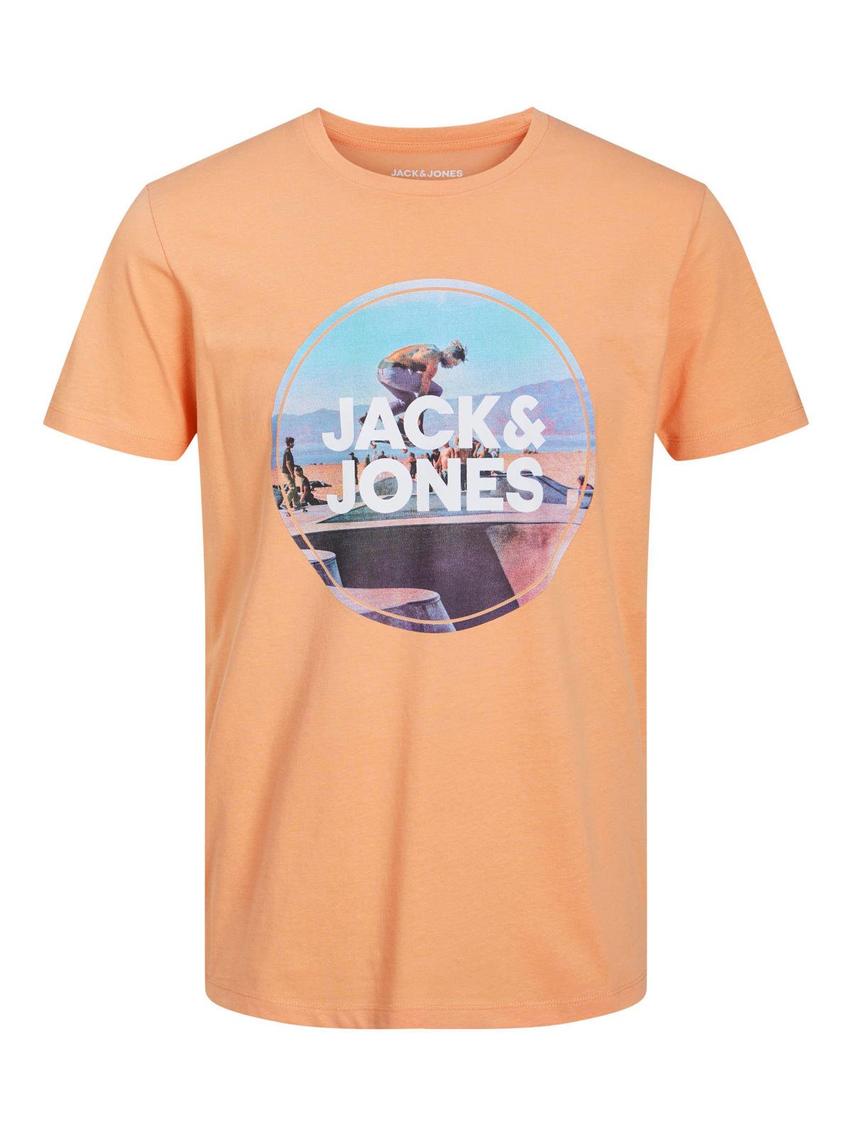 Enzovoorts beweging staking JACK & JONES regular fit T-shirt JJGEM met printopdruk pumpkin | wehkamp