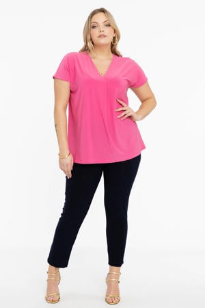 cropped slim fit tregging DOLCE van travelstof donkerblauw