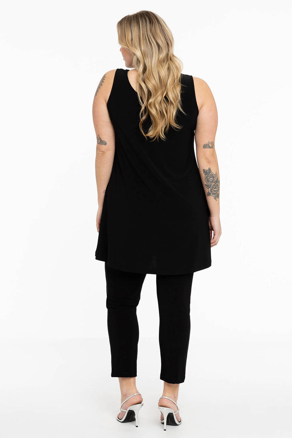 YOEK cropped slim fit tregging DOLCE van travelstof zwart wehkamp