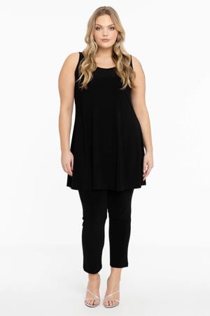 cropped slim fit tregging DOLCE van travelstof zwart