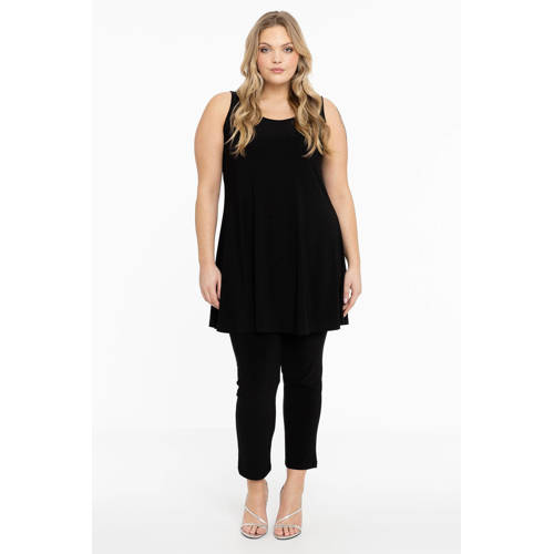 YOEK cropped slim fit tregging DOLCE van travelstof zwart afbeelding