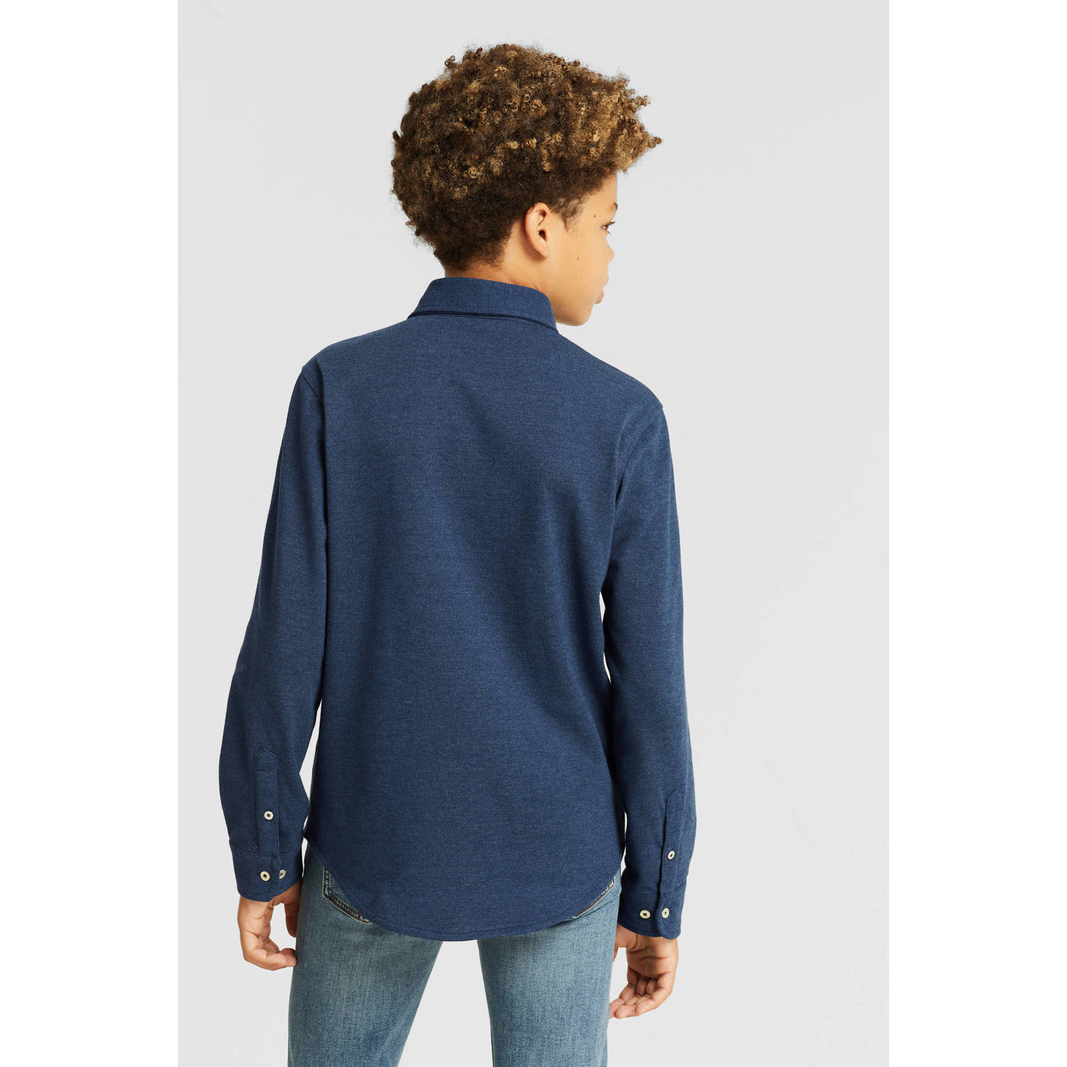 anytime jersey overhemd donkerblauw