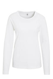 thumbnail: Witte dames anytime longsleeve T-shirt van katoen met lange mouwen en ronde hals