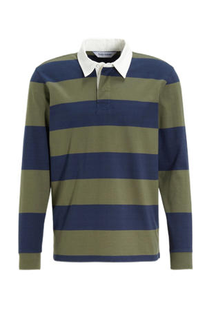 gestreepte rugby shirt donkerblauw/khaki