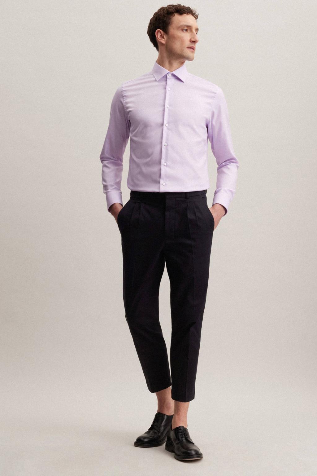 Seidensticker slim fit overhemd paars