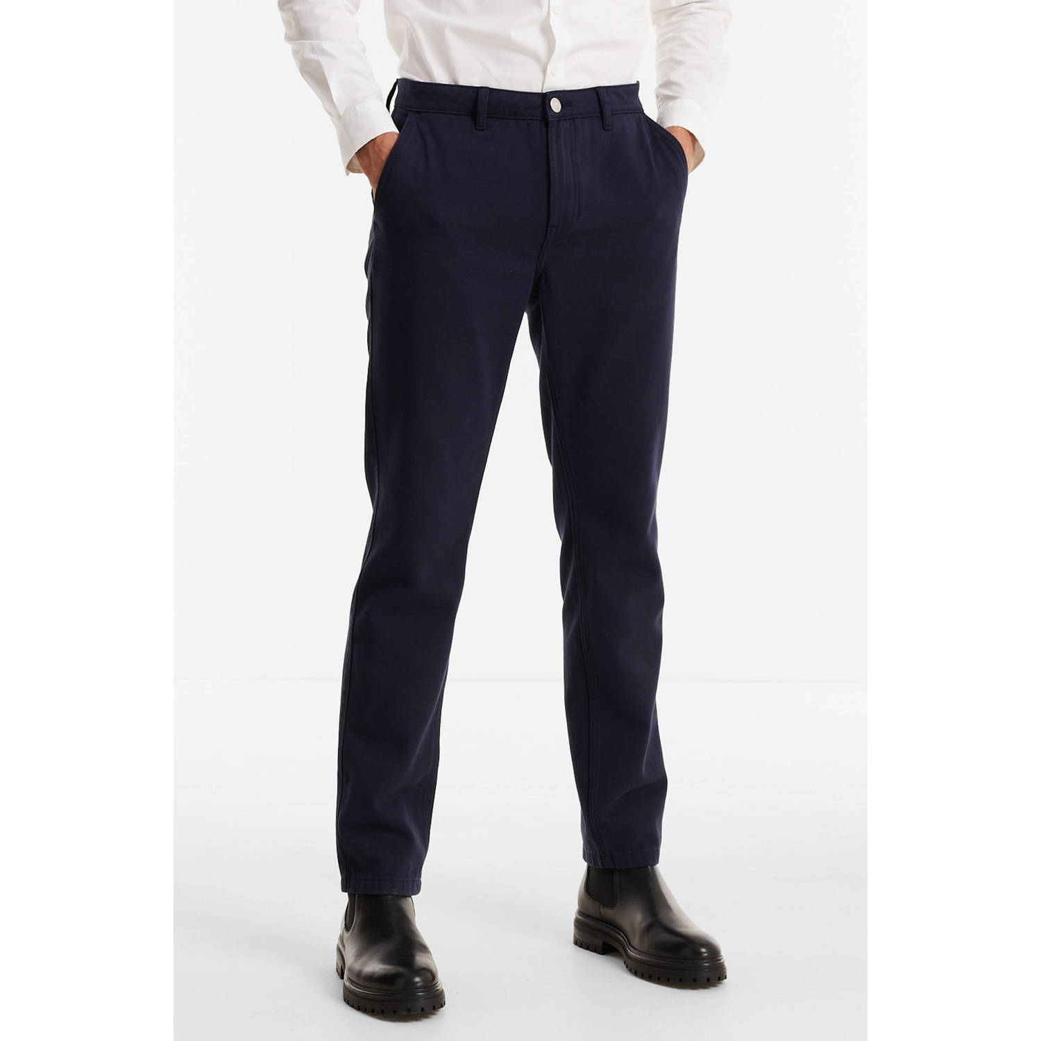 Anytime slim fit chino donkerblauw