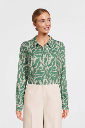 blouse Dreiser swirl shirt l/s met all over print grijsgroen