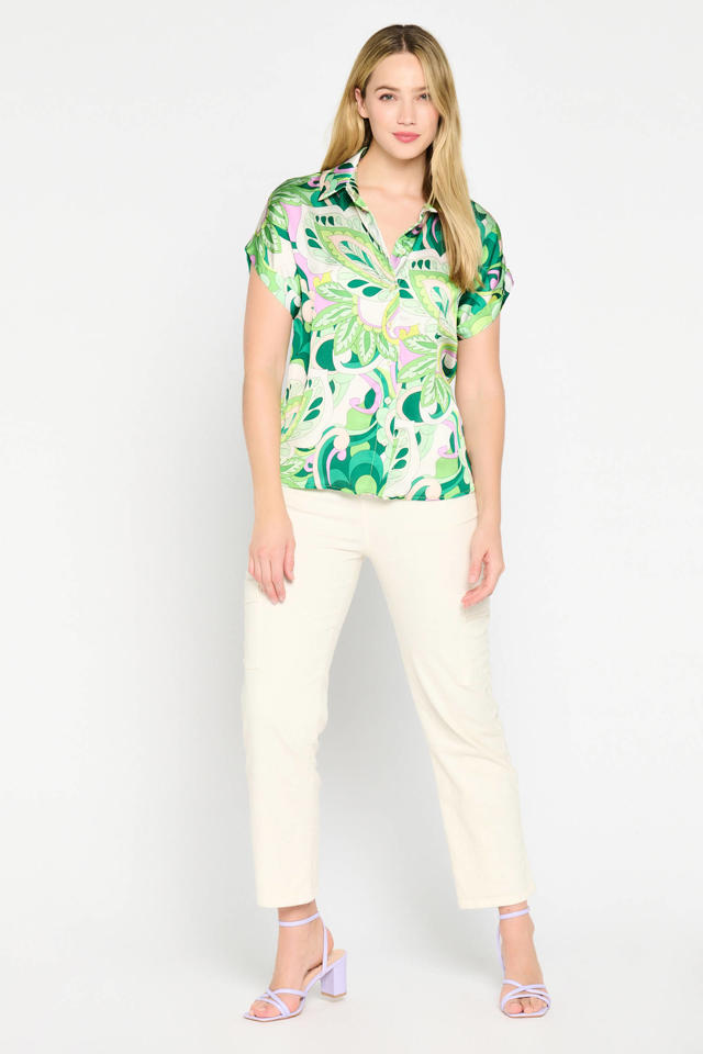 rand Heel veel goeds medley LOLALIZA blouse met all over print groen/ecru | wehkamp