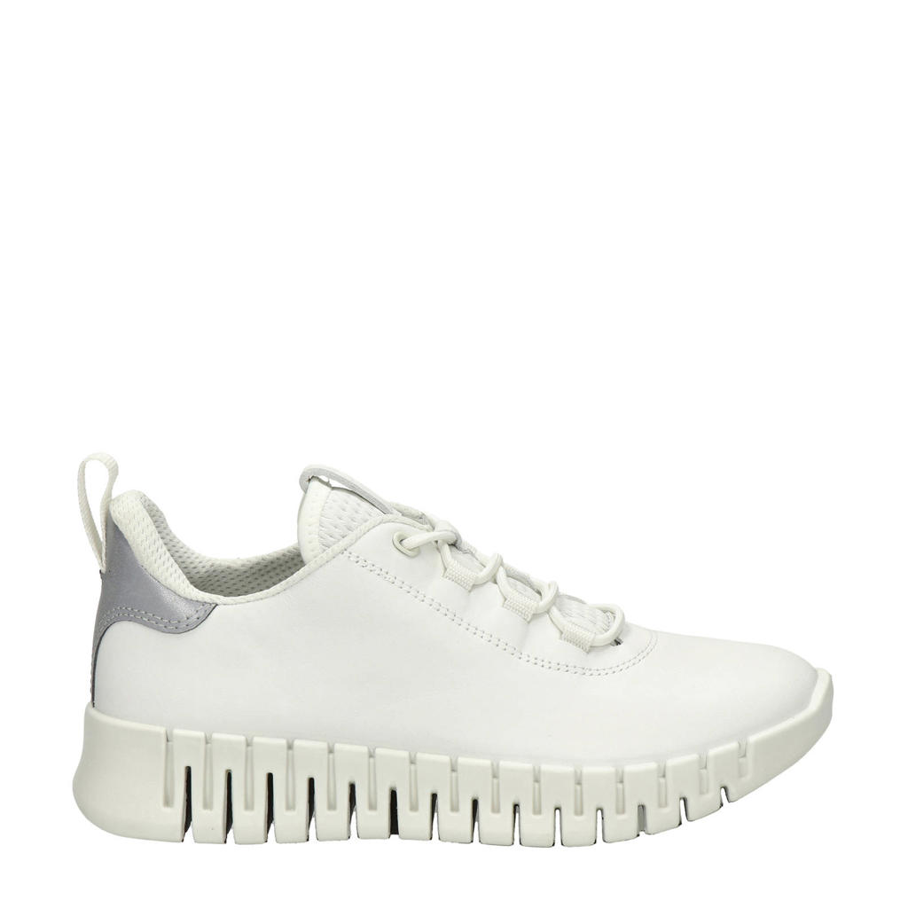 Witte dames Ecco Gruuv leren sneakers met veters en effen